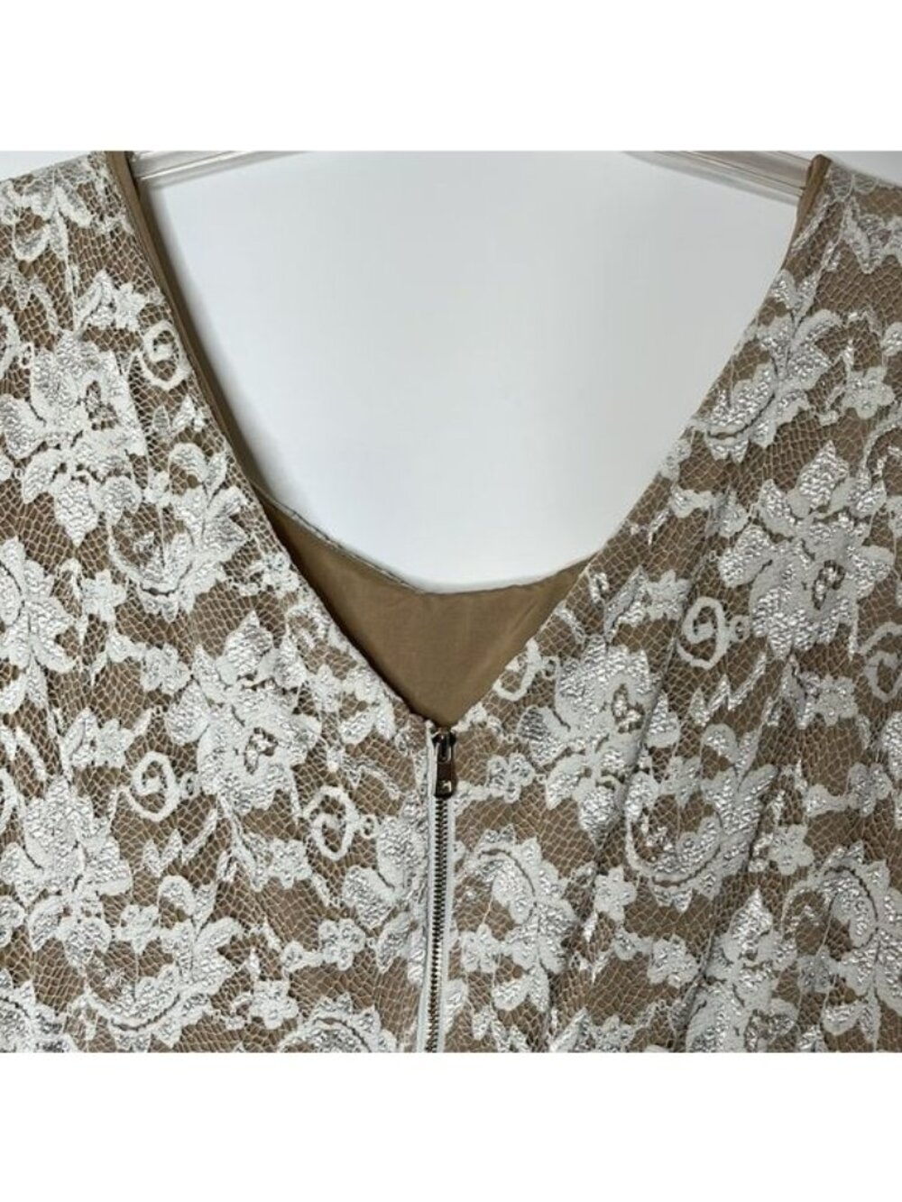 NWT ABS Allen Schwartz Womens Ivory Lace Overlay Sheath Dress PLUS SIZE 20W - Picture 9 of 11